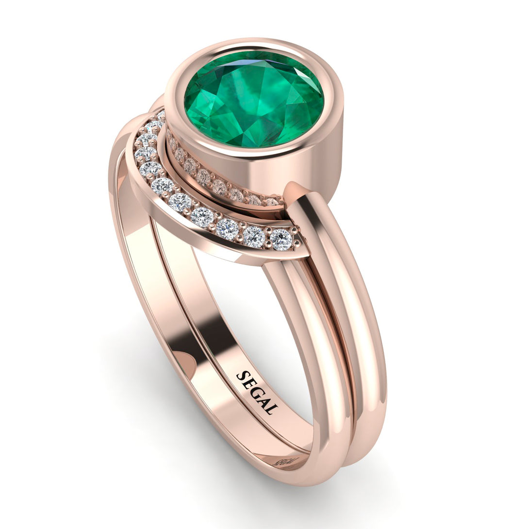 Bezel Emerald Bridal Set - Emerson No. 5